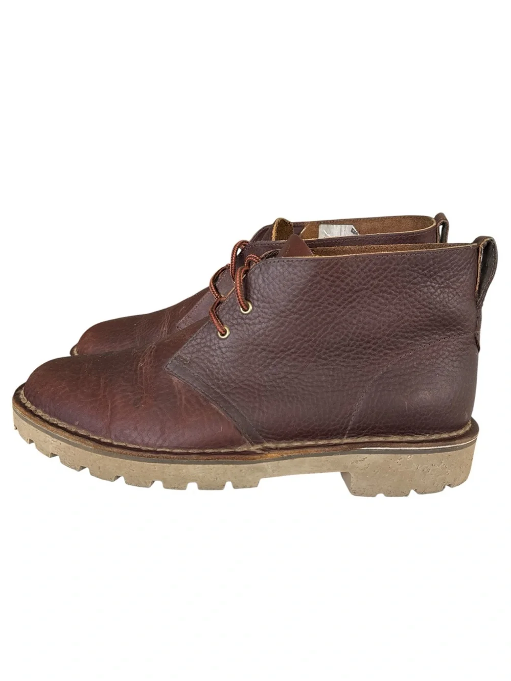 Clarks Overdale Mid Brown Leather Chukka Boots Mens 9 Ortholite Lug Sole
